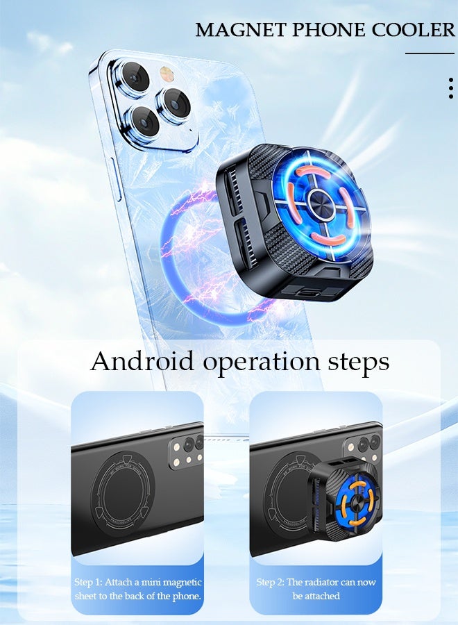 DUNISO رقاقة تبريد مغناطيسية شبه موصلة للبث المباشر والألعاب، مروحة تبريد سريعة للهاتف مع أضواء RGB وشحن سريع، مشعاع الهاتف المحمول لألعاب الهاتف المحمول TikTok Live Strea - Image 4